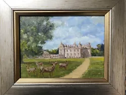 Buy Houghton Hall, Norfolk, Oil Painting, Deer, Trees, Historic Building, Framed • 36£