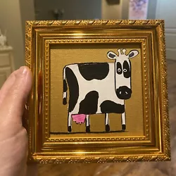 Buy Paintings On Canvas Panel Original 4/4, Gift, Abstract Cow,framed • 21.55£