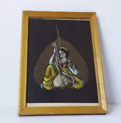 Buy Hand-Painted Oil Painting On Pipal Tree Leaf Framed 7.75  X 5.75   Vintage • 16.53£