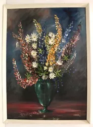 Buy P. MEYRICK Flower Bouquet Still Life SIGNED VINTAGE Oil Painting 1971 FRAMED L54 • 10.50£