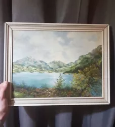 Buy Vintage Crafnant Oil Painting On Board Lake Mountains Landscape Trees Signed • 32£