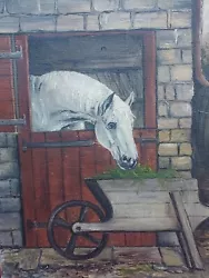 Buy Antique Oil Painting On Canvas, Horse/animal, Folk/naive, Unframed, Signed • 65£