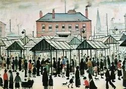 Buy Lowry Style Framed Canvas Picture Print Re-pro Wall Art The Market Place • 6.99£