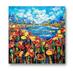 Buy Laguna Beach Painting California Seascape Original Art  Poppy  Landscape 6x6inch • 42.02£