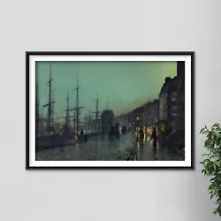 Buy John Atkinson Grimshaw - Shipping On The Clyde (1881) Poster Painting Art Print • 6.50£