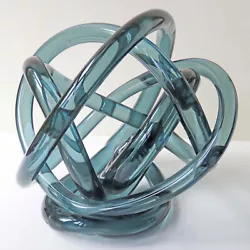 Buy Very Large Twisted Blue Glass Rope Knot Art Orb Sculpture 9.5  Tall • 24.99£