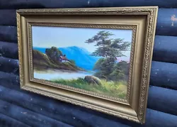 Buy Landscape Lake Mountain Antique Framed Oil Painting Statement Art   • 29.99£