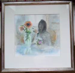 Buy Suffolk Artist Gay Foenander Original Painting Portrait Of A Woman With Flowers • 175£