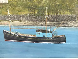 Buy Lews Castle Stornaway & Fishing Boat Vintage Oil On Board Painting • 65£