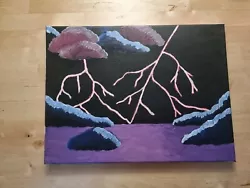 Buy Purple And Blue Painting With Clouds And Lightning 30 X 40cm • 60£