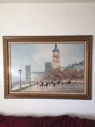 Buy Westminster London Big Ben Oil Painting L.Alexis Original Ornate Impressionist • 185£