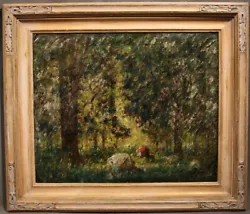 Buy 19th Century Landscape Figure In Sunlit Clearing In A Forest French 1869 • 4,736.16£