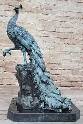 Buy Proud Peacock Decorative Bird Accessory Centerpiece Accent Bronze Sculpture • 473.33£