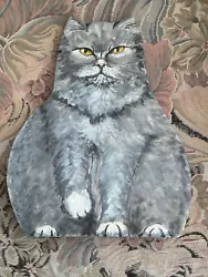 Buy Original Vintage Cat Shaped Watercolour By Janet Thorndike • 30£