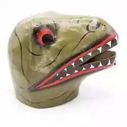 Buy Paper Mache Dinosaur Lizard Mask Folk Art Vintage Hand Made Halloween Masquerade • 99.19£