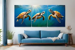 Buy Sea Turtles Set Of 3 Paintings Print • 199£