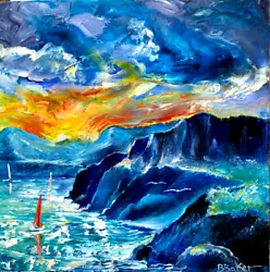 Buy Sunset Sailing Seaside Coast.Bill Baker,direct From Artist.original Oil Painting • 10£