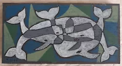 Buy Original Painting Oil On Wood Abstract Whales Signed R Scott • 50£