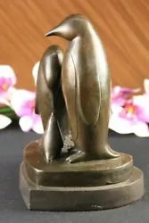 Buy Emperor Penguin Family Handcrafted Art Bronze Sculpture Statue Figurine Figure T • 157.25£
