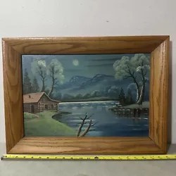 Buy Vintage Framed 18x12” Oil On Board Painting Ernest Hertig Cabin Lake Mountains • 192.59£