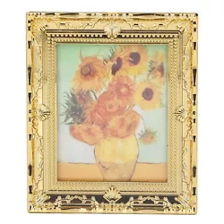 Buy (Sunflower Shape) Miniatures Art Painting Gold Frame Miniatures Oil • 3.68£