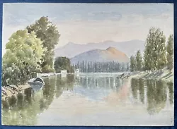 Buy Antique Watercolour Painting - Mountain Lake, George Chance, C.1880 • 14£