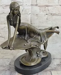 Buy Bronze Sculpture Hot Cast Relaxing Nymph Marble Base Artwork • 247.60£