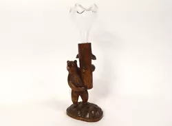 Buy Bear Sculpture Vase Bud Vase Wood Carved Forest Black Forest 19th • 270.43£