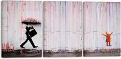 Buy 3 Piece Banksy Famous Canvas Paintings Wall Art Raining Day Modern Large Inspira • 85.11£