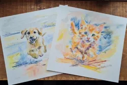 Buy Puppy Dog Kitten Original Pastel Art Sketches  Sarah Baskerville  8x8  & Mounts • 9£