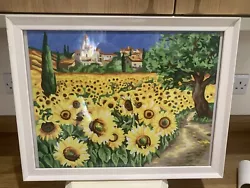 Buy Sunflowers Watercolor Painting On Board Frame Size 44.5cm X 34.5cm • 12£