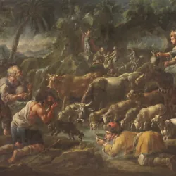 Buy Antique Painting Landscape Moses Religious Artwork Oil On Canvas 18th Century • 12,000£