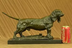 Buy Art Deco Bronze Sculpture Statue Basset Bloodhound Hound Dog Sleuth Artwork Sale • 452.65£