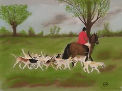 Buy Original Pastel Painting Of A Horse & Hounds • 75£
