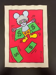 Buy Keith Haring Signed Abstract Painting On Paper - FLying Andy Mouse 11.5” X 8.25” • 394.52£
