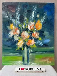 Buy Abstract Art - Oil Picture 60x50 Cm Still Life  Flowers In Vase  Sign  Jos  - S6 • 68.64£