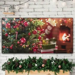 Buy Christmas Tree Stars Fireplace 120x60 Gift Picture Canvas Wall Painting Framed • 72.95£