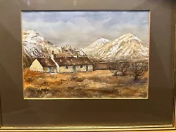 Buy Original Watercolour By Kenneth Elmeley - Snow Scene Mountains & Farm Cottage • 37.30£