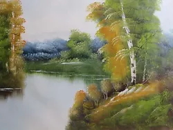 Buy Countryside Landscape Large Oil Painting Canvas Forest Trees Lake Woods Woodland • 20.95£