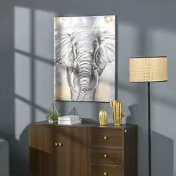 Buy Hand-Painted Metal Canvas Wall Art Elephant, Wall Pictures Decor, 100 X 80 Cm • 25.99£