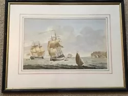 Buy Early C20th Unsigned Framed Watercolour Galleons Sailing Round Cliffs • 28£