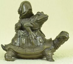 Buy Frog On Turtle W/ Snail Collectible Garden Decoration Bronze Figurine Decorative • 362.70£
