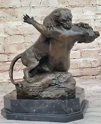 Buy Hot Cast Wildlife Sculpture: Gardet`s Signed Bronze Cougar Battle Fine Art Sale • 331.20£