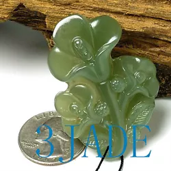 Buy Natural Hetian Nephrite Jade Carving: Flowers Charm Pendant • 16.59£