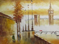 Buy London Cityscape Large Oil Painting Canvas Modern Original Art British England • 24.95£