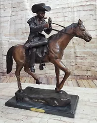 Buy BRONZE Cowboy ON Horse Man By Frederic Remington24 Figurine On Marble Base • 631.37£