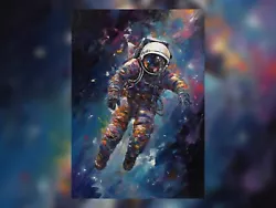 Buy Cosmic Dreams: Astronaut Floating In Space Oil Painting Print 5x7 • 4.49£