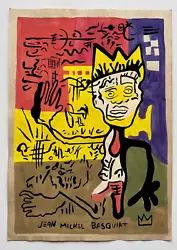 Buy Jean-Michel Basquiat Painting On Paper (Handmade) Signed And Stamped Mixed Media • 121.86£