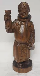 Buy Hand Carved Wood Friar Tuck Monk Holding Up Goblet CHEERS With Pitcher • 24.81£
