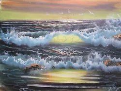 Buy Sunset Sea Ocean Large Oil Painting Canvas Contemporary Modern Art Waves Beach • 19.95£